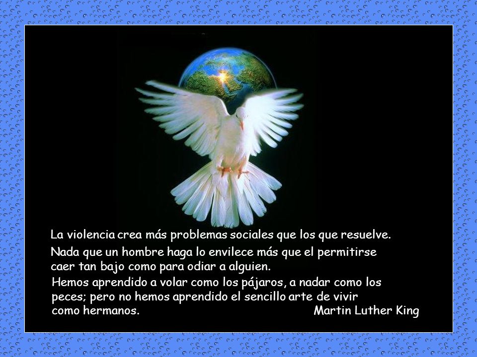 La violencia crea más problemas sociales que los que resuelve.