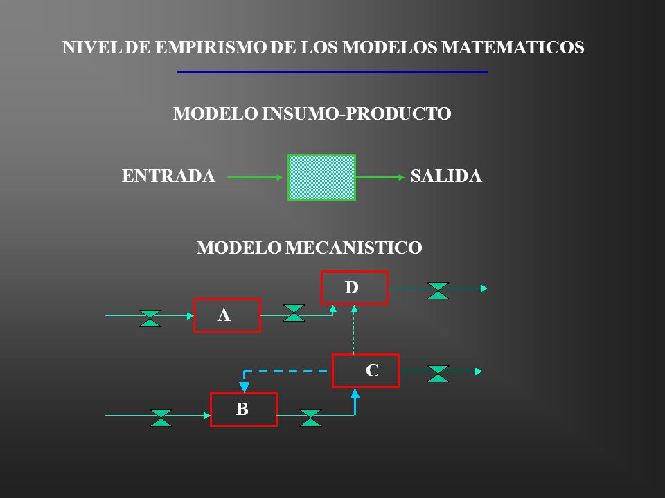 ENTRADA SALIDA. MODELO INSUMO-PRODUCTO. NIVEL DE EMPIRISMO DE LOS MODELOS MATEMATICOS.