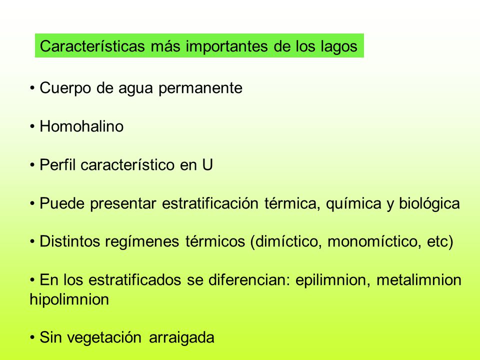 Características más importantes de los lagos
