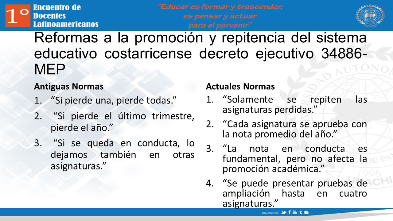 Reformas a la promoción y repitencia del sistema educativo costarricense decreto ejecutivo MEP