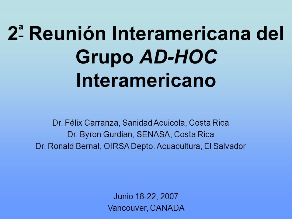2ª Reunión Interamericana del Grupo AD-HOC Interamericano