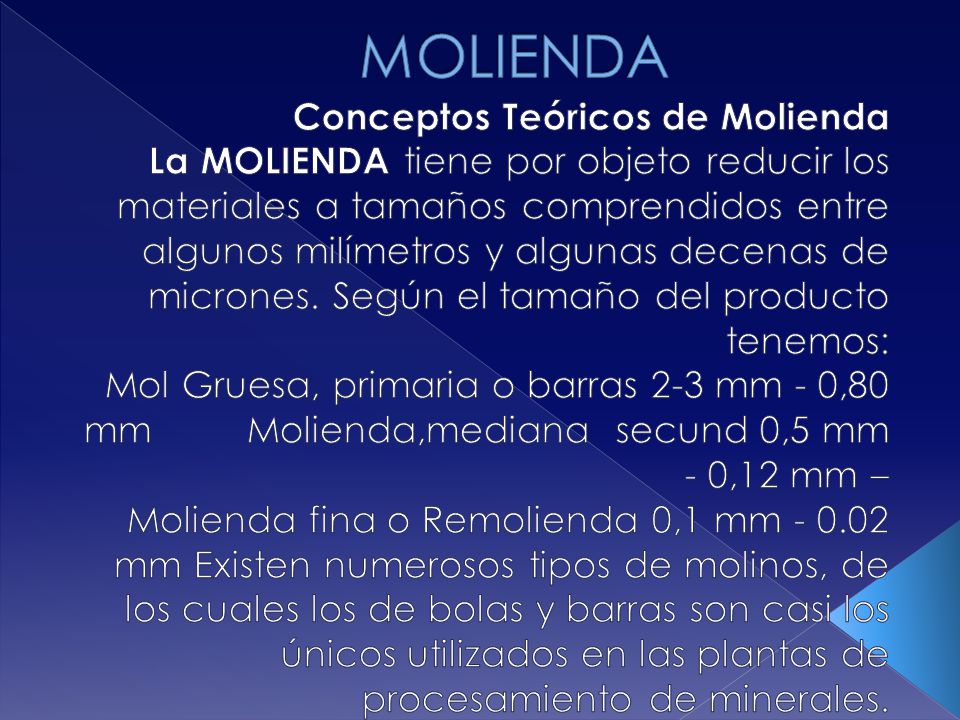 MOLIENDA Conceptos Teóricos de Molienda