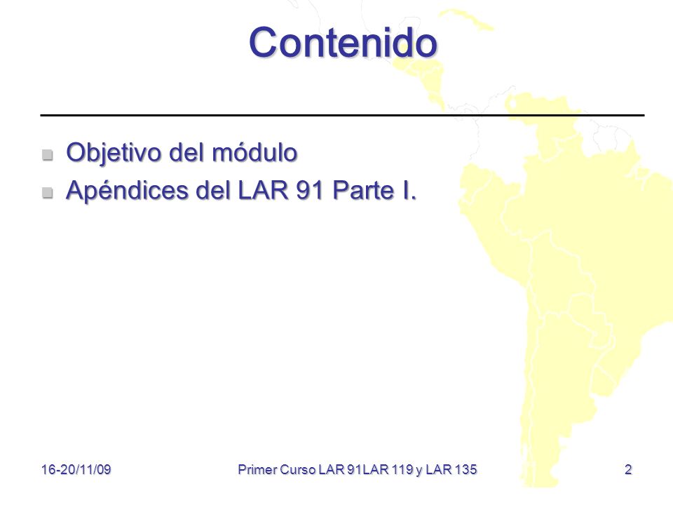 Primer Curso LAR 91LAR 119 y LAR 135