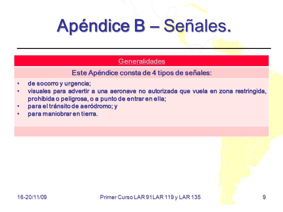 Este Apéndice consta de 4 tipos de señales: