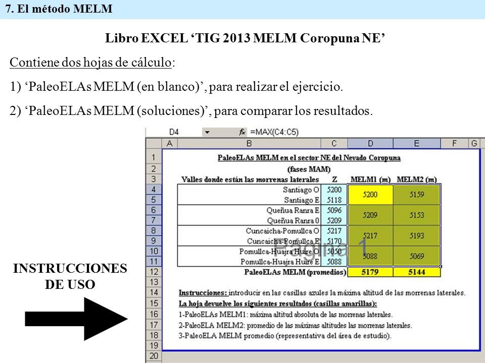Libro EXCEL ‘TIG 2013 MELM Coropuna NE’