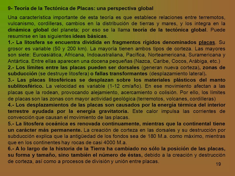 9- Teoría de la Tectónica de Placas: una perspectiva global