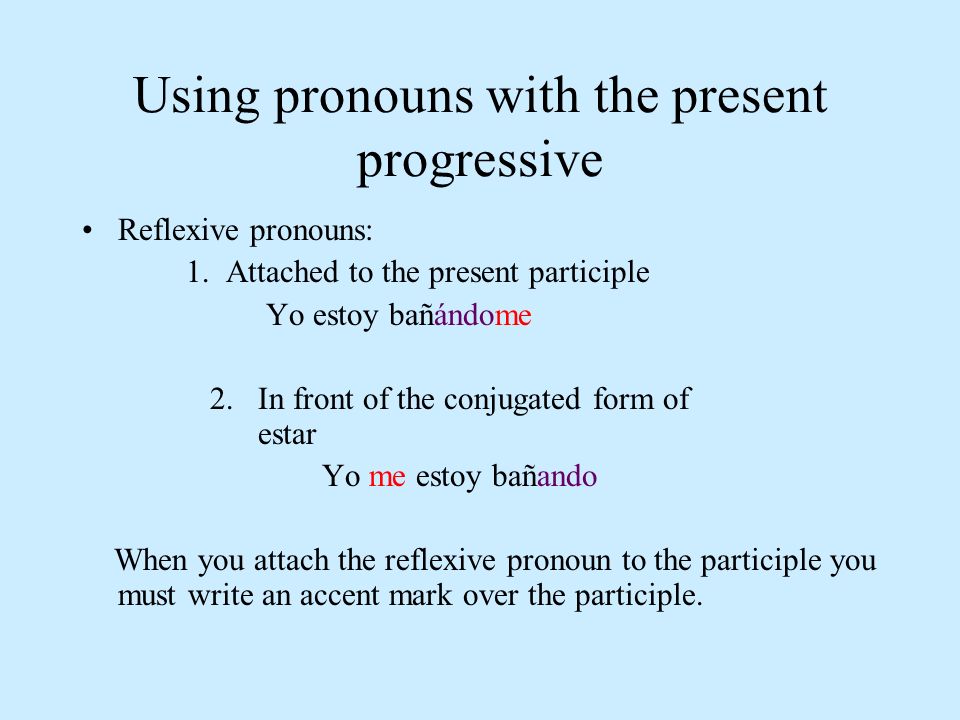 Using pronouns with the present progressive