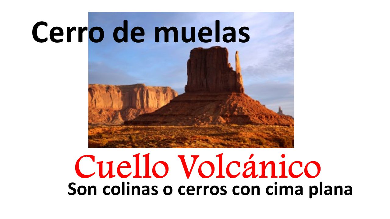 Cerro de muelas Cuello Volcánico Son colinas o cerros con cima plana