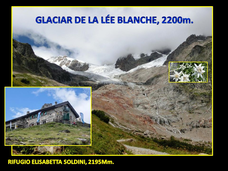 GLACIAR DE LA LÉE BLANCHE, 2200m. RIFUGIO ELISABETTA SOLDINI, 2195Mm.