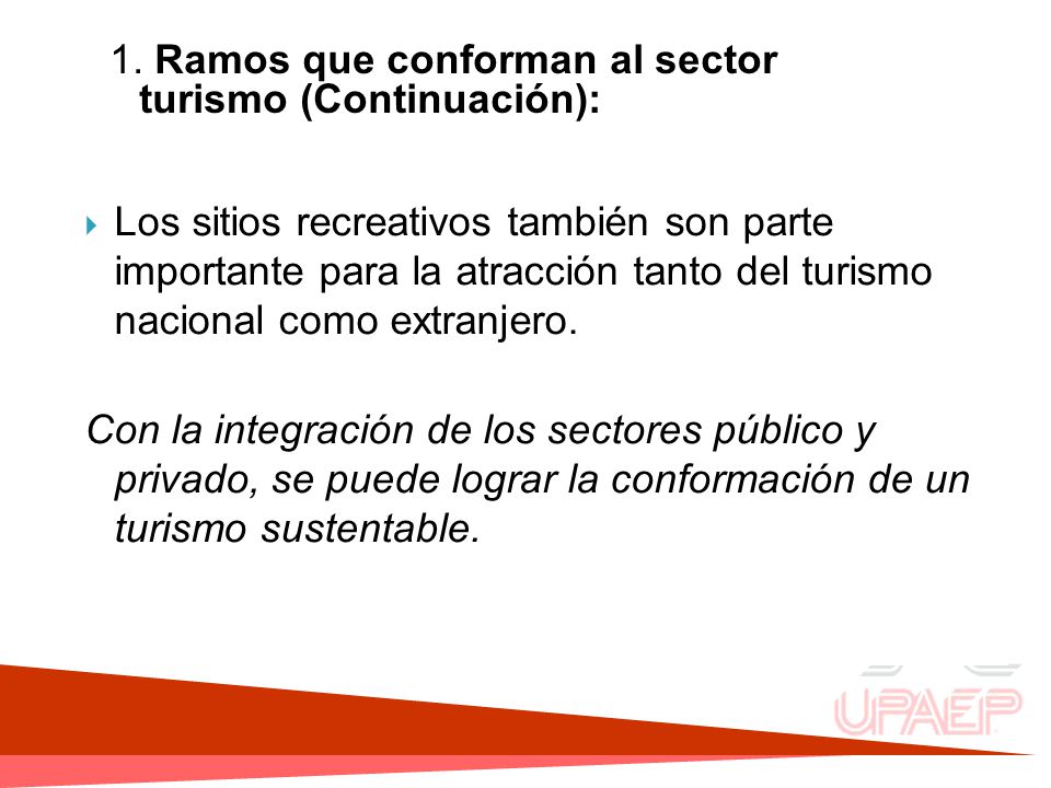 1. Ramos que conforman al sector turismo (Continuación):