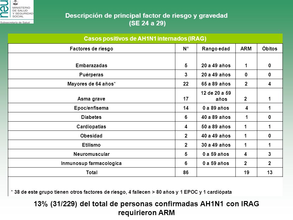 Descripción de principal factor de riesgo y gravedad (SE 24 a 29)