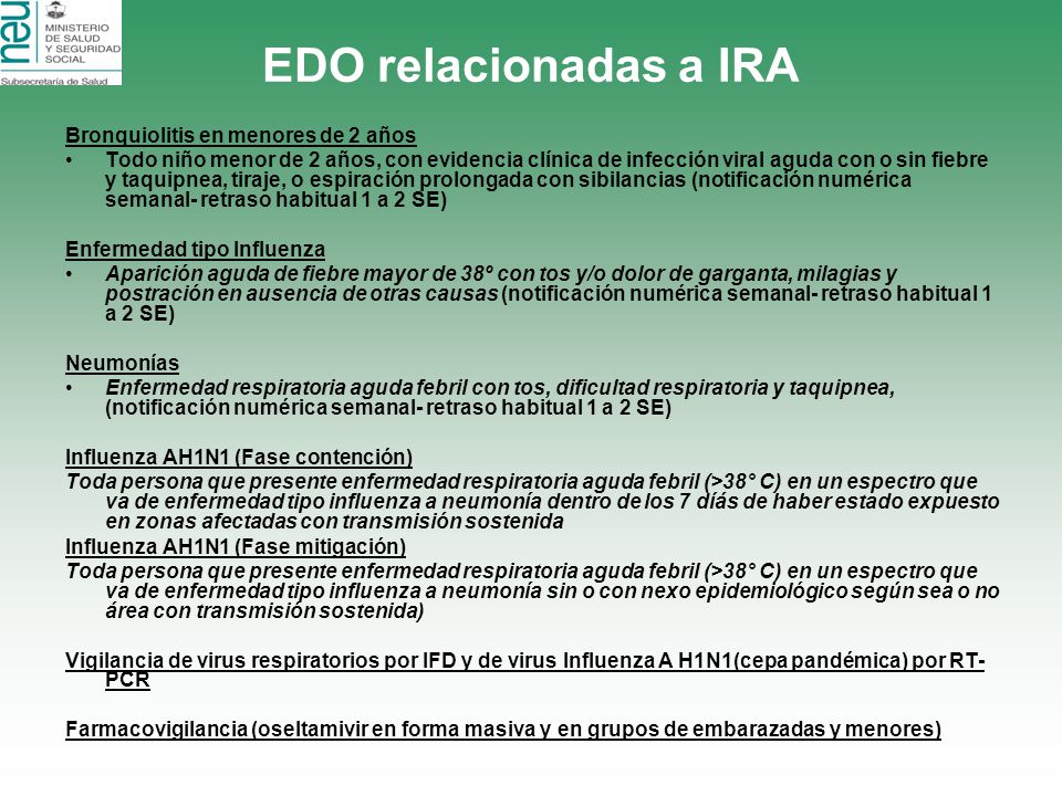 EDO relacionadas a IRA Bronquiolitis en menores de 2 años