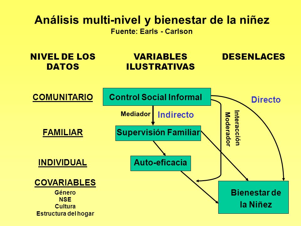 Análisis multi-nivel y bienestar de la niñez Fuente: Earls - Carlson