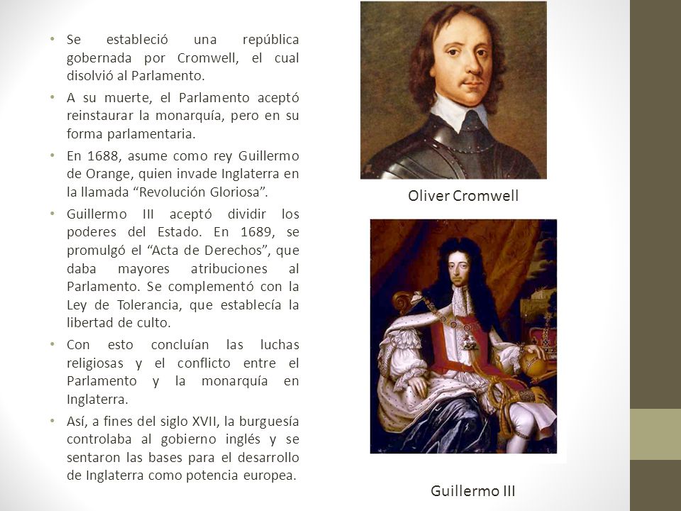 Oliver Cromwell Guillermo III
