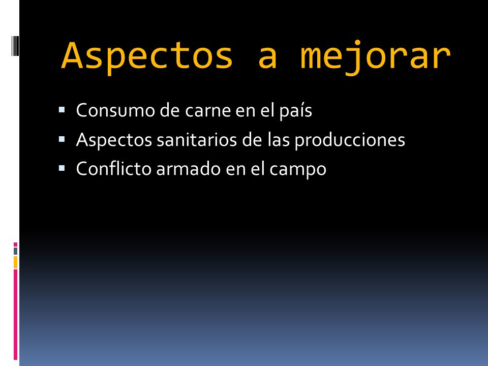Aspectos a mejorar Consumo de carne en el país
