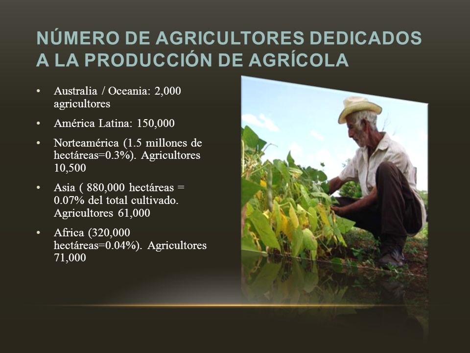 Número de agricultores dedicados a la producción de agrícola