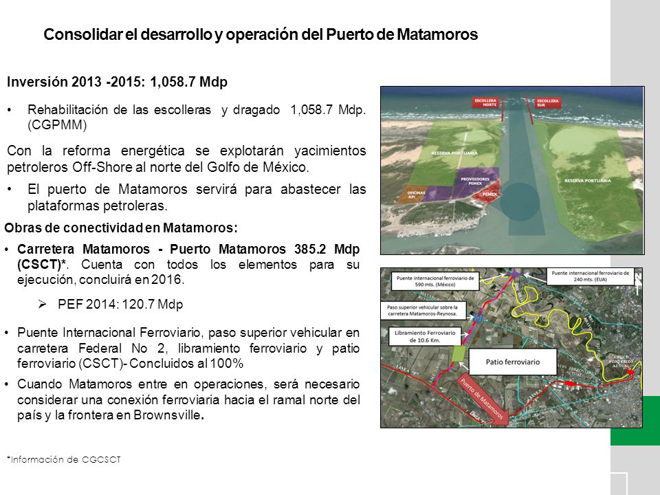 Consolidar el desarrollo y operación del Puerto de Matamoros