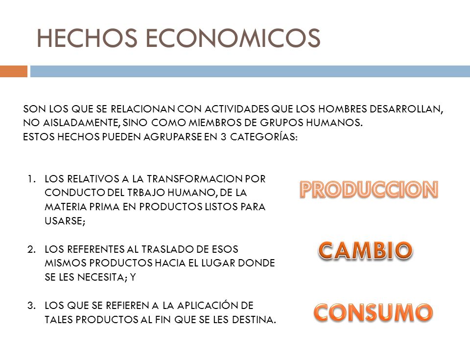 HECHOS ECONOMICOS CAMBIO CONSUMO PRODUCCION