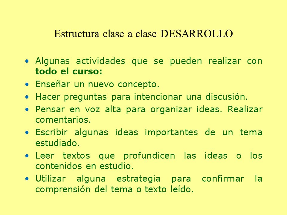 Estructura clase a clase DESARROLLO