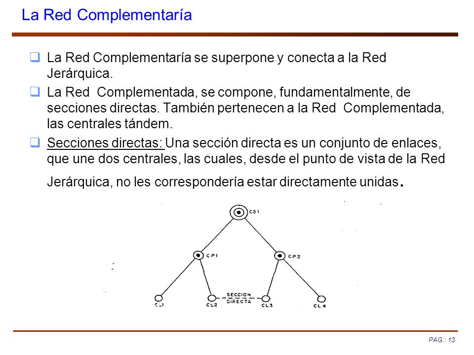 La Red Complementaría La Red Complementaría se superpone y conecta a la Red Jerárquica.