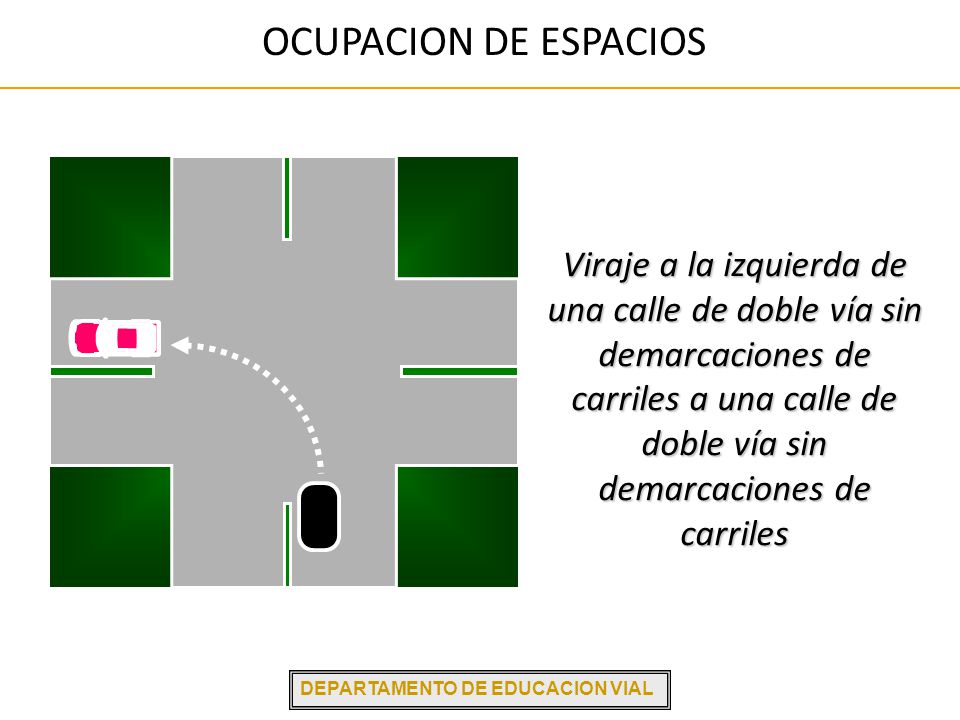 Viraje a la izquierda de una calle de doble vía sin