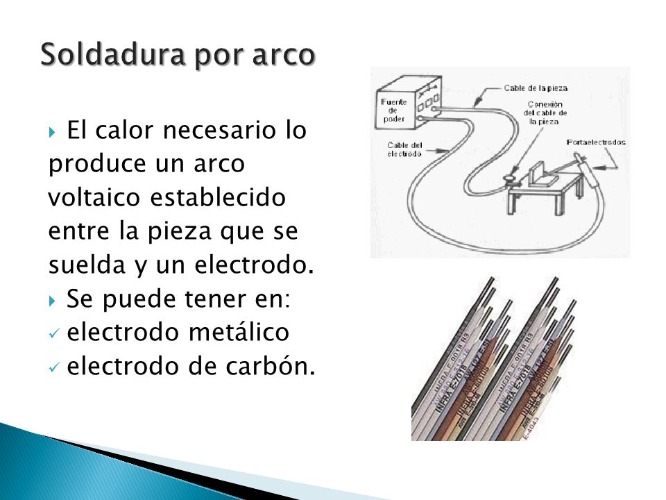 Soldadura por arco El calor necesario lo produce un arco