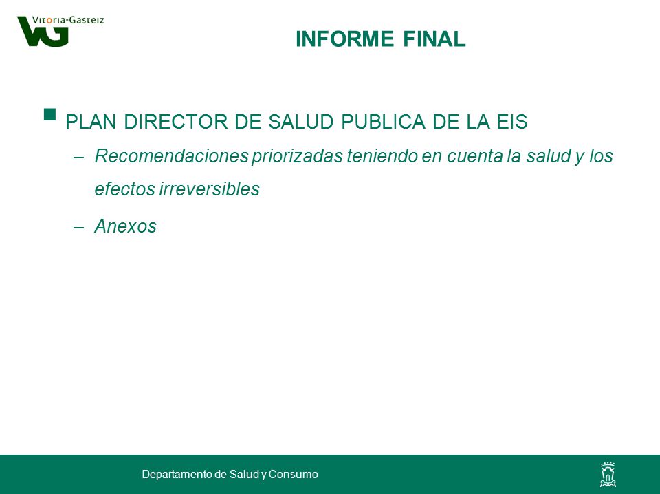 INFORME FINAL PLAN DIRECTOR DE SALUD PUBLICA DE LA EIS
