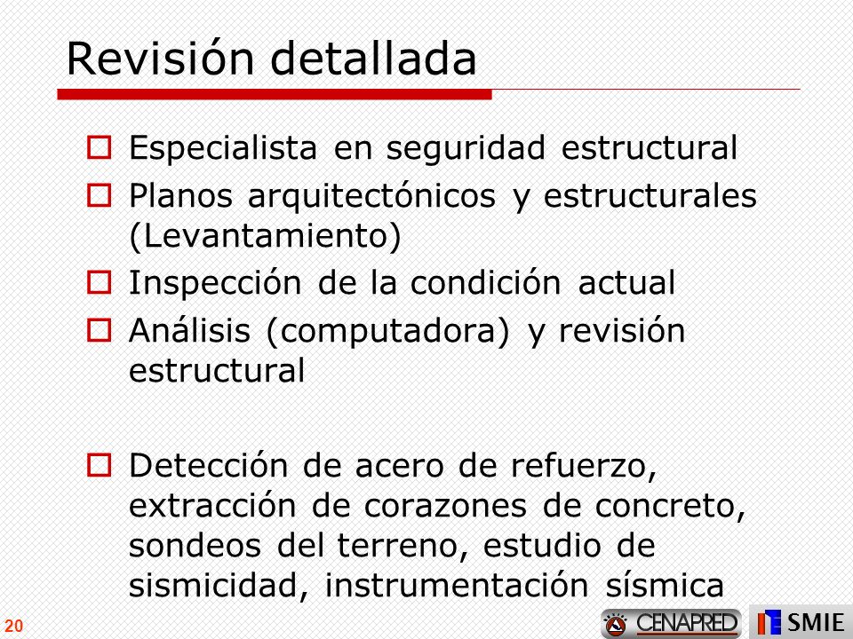 Revisión detallada Especialista en seguridad estructural