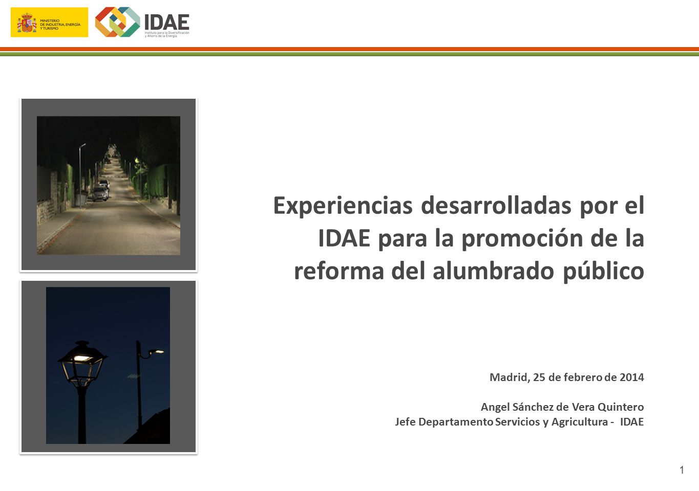 Experiencias desarrolladas por el IDAE para la promoción de la reforma del alumbrado público