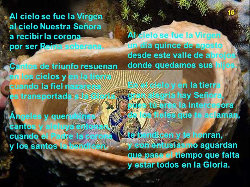 Al cielo se fue la Virgen al cielo Nuestra Señora a recibir la corona