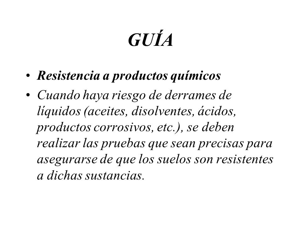 GUÍA Resistencia a productos químicos