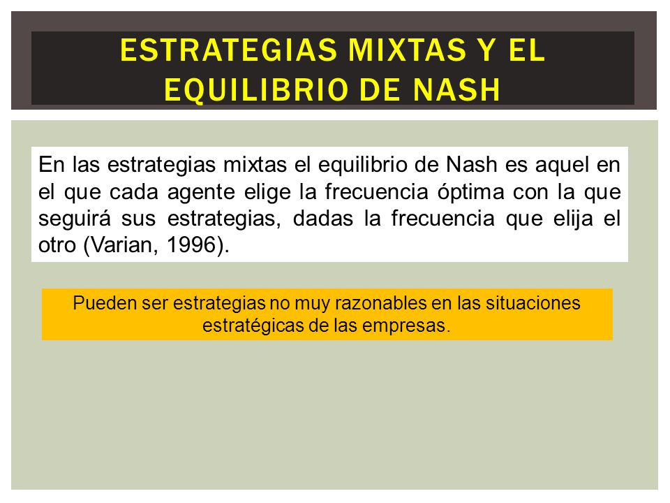 Estrategias mixtas y el Equilibrio de Nash