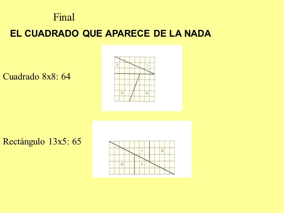 Final EL CUADRADO QUE APARECE DE LA NADA Cuadrado 8x8: 64