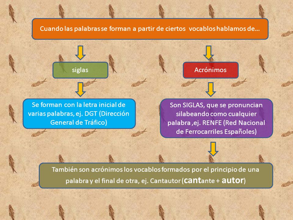 Cuando las palabras se forman a partir de ciertos vocablos hablamos de…