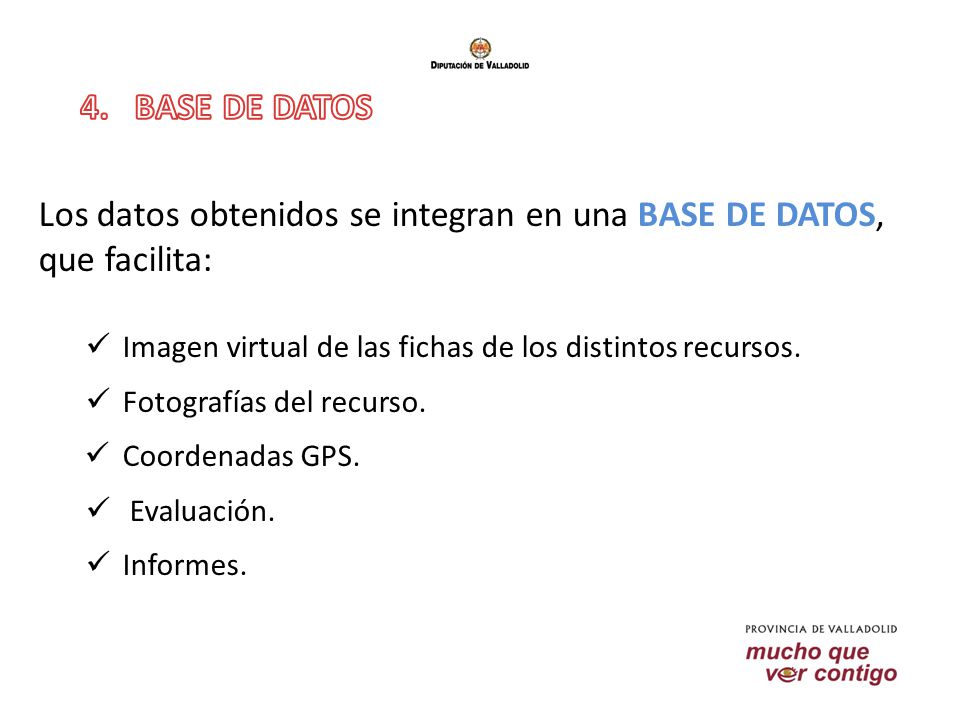 Los datos obtenidos se integran en una BASE DE DATOS, que facilita: