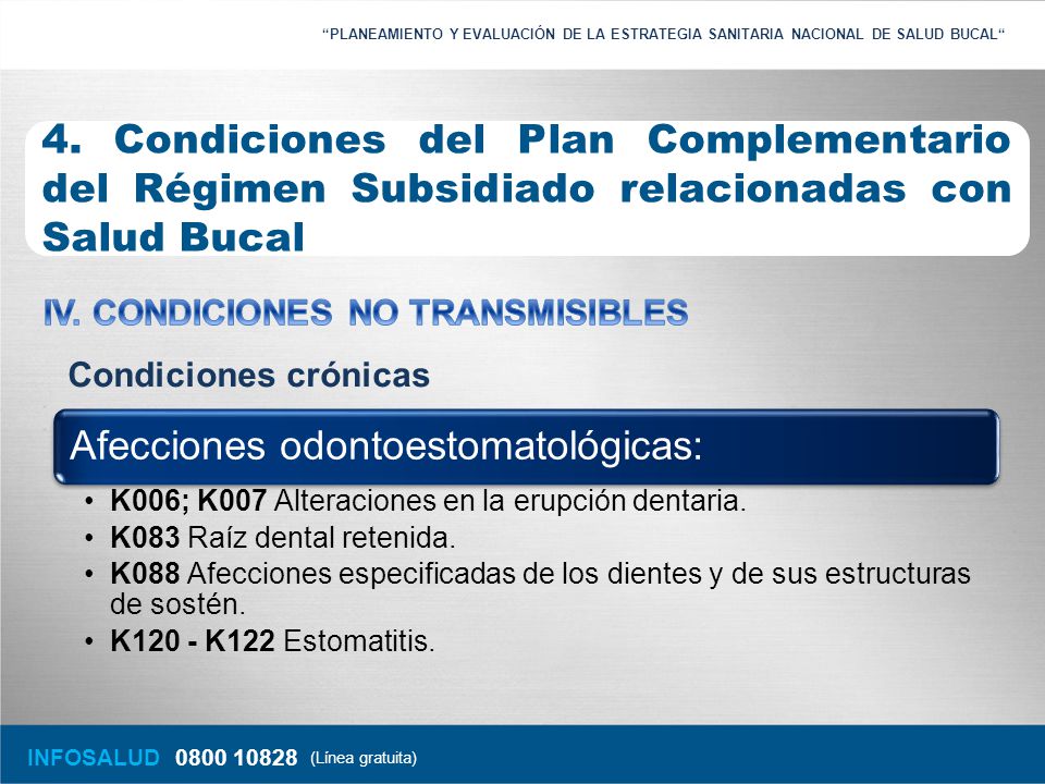 Afecciones odontoestomatológicas: