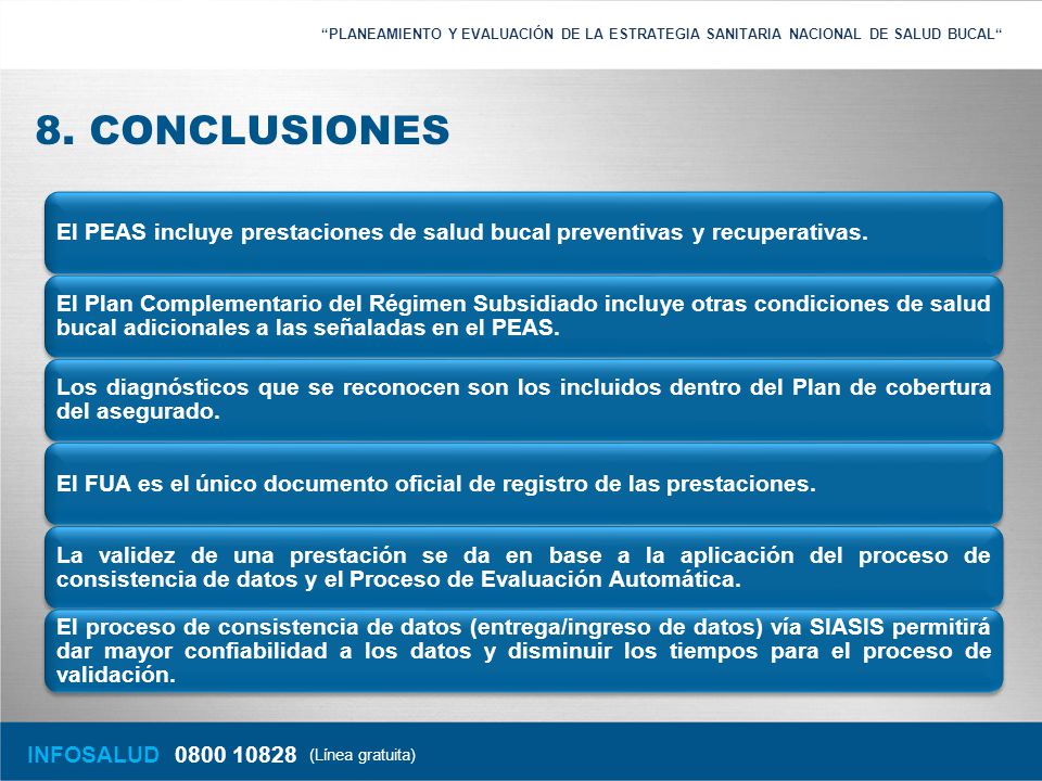 PLANEAMIENTO Y EVALUACIÓN DE LA ESTRATEGIA SANITARIA NACIONAL DE SALUD BUCAL
