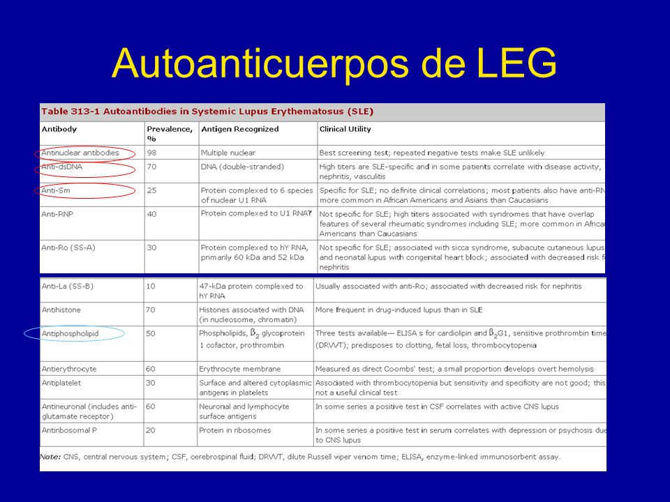 Autoanticuerpos de LEG