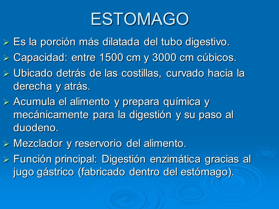 ESTOMAGO Es la porción más dilatada del tubo digestivo.
