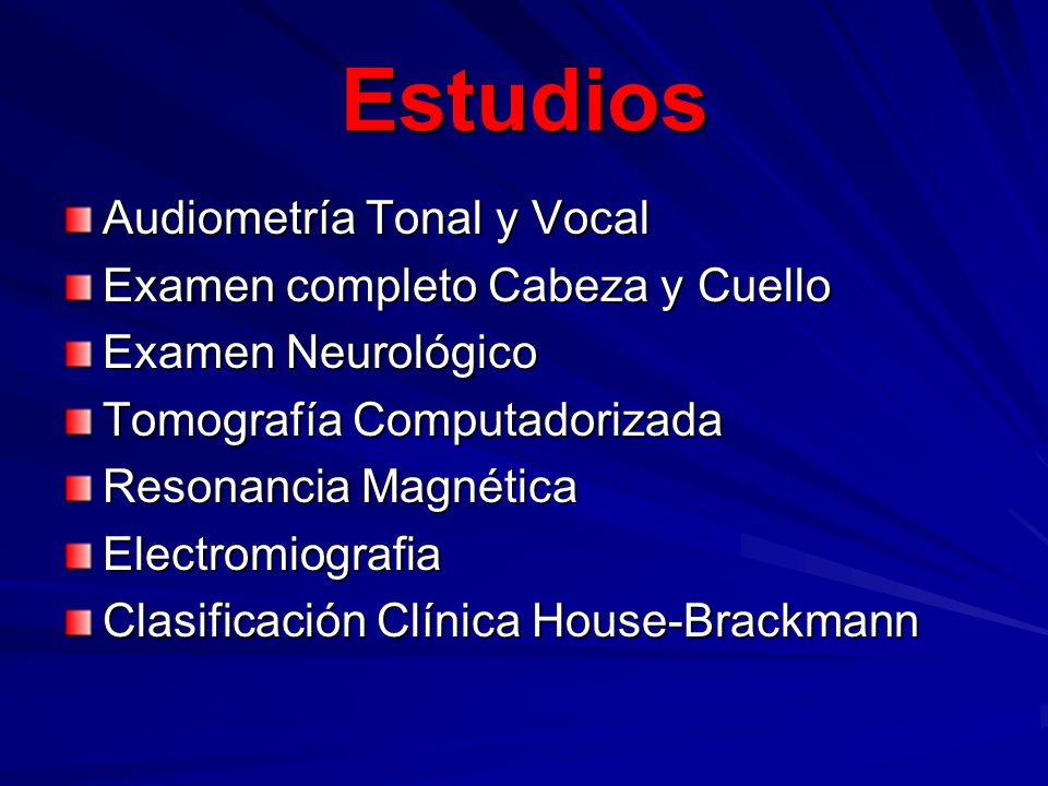 Estudios Audiometría Tonal y Vocal Examen completo Cabeza y Cuello
