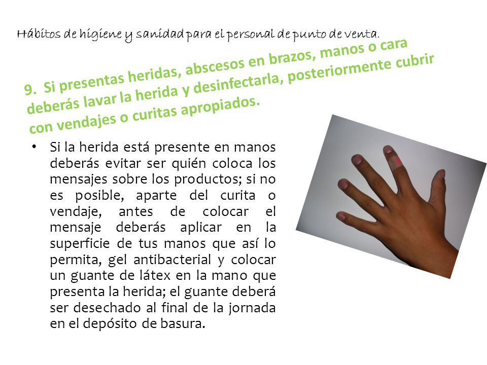 Hábitos de higiene y sanidad para el personal de punto de venta.