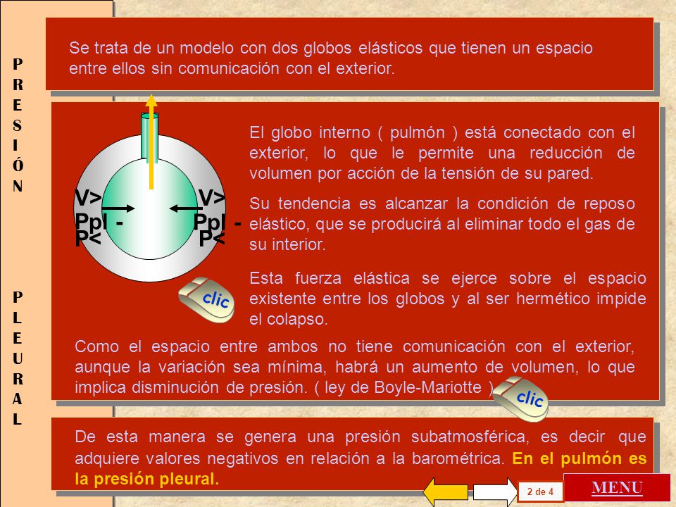 Se trata de un modelo con dos globos elásticos que tienen un espacio entre ellos sin comunicación con el exterior.