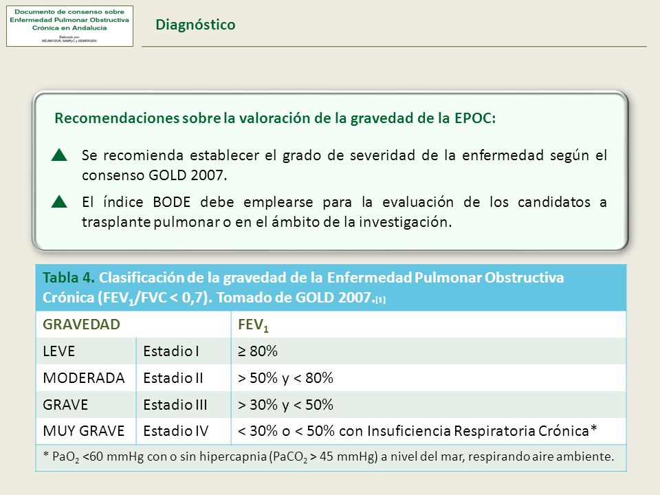 Recomendaciones sobre la valoración de la gravedad de la EPOC: