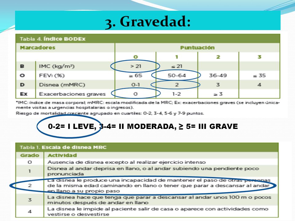 0-2= I LEVE, 3-4= II MODERADA, ≥ 5= III GRAVE