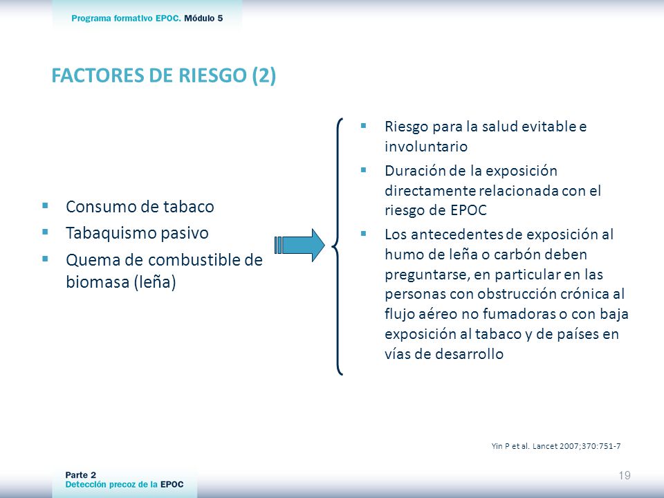 FACTORES DE RIESGO (2) Consumo de tabaco Tabaquismo pasivo