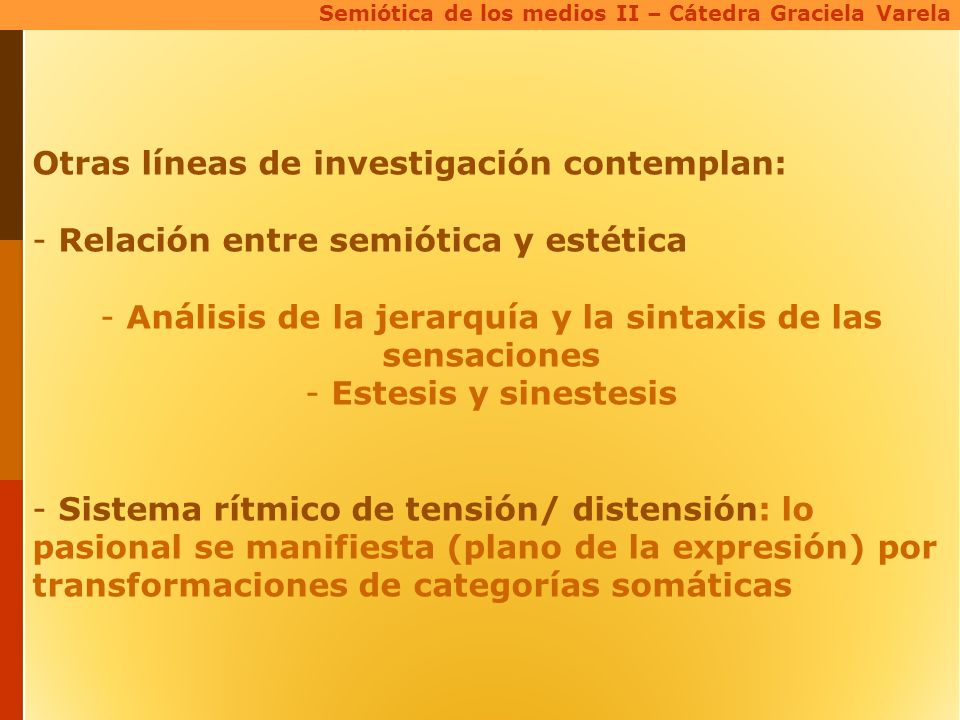 Análisis de la jerarquía y la sintaxis de las sensaciones