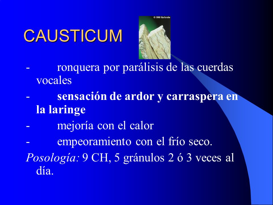CAUSTICUM - ronquera por parálisis de las cuerdas vocales