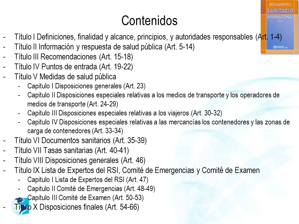 Contenidos Título I Definiciones, finalidad y alcance, principios, y autoridades responsables (Art. 1-4)