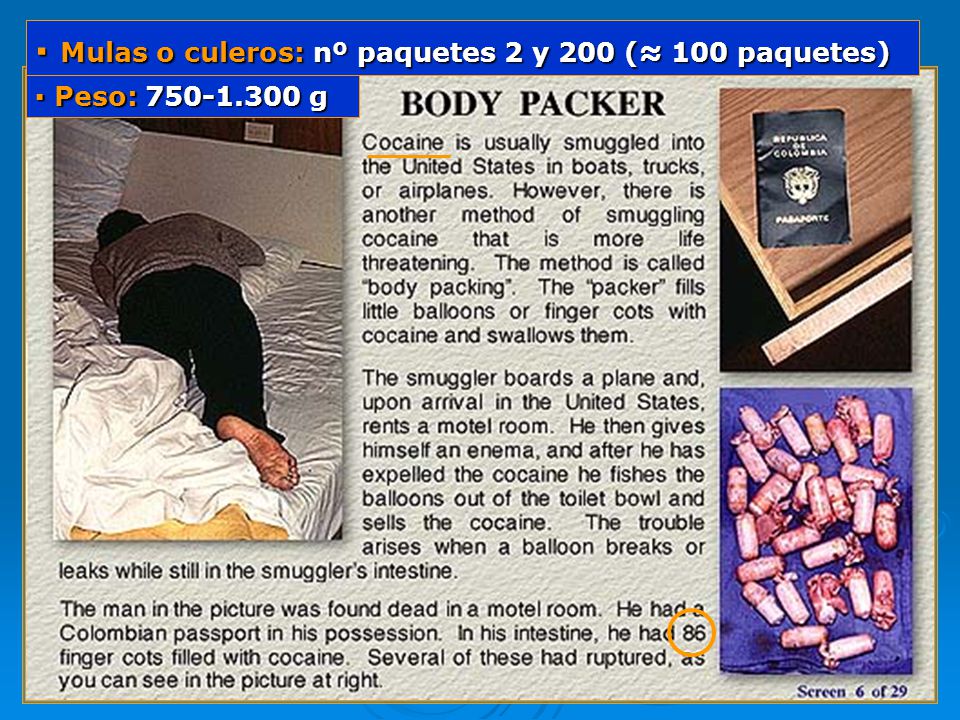 ▪ Mulas o culeros: nº paquetes 2 y 200 (≈ 100 paquetes)