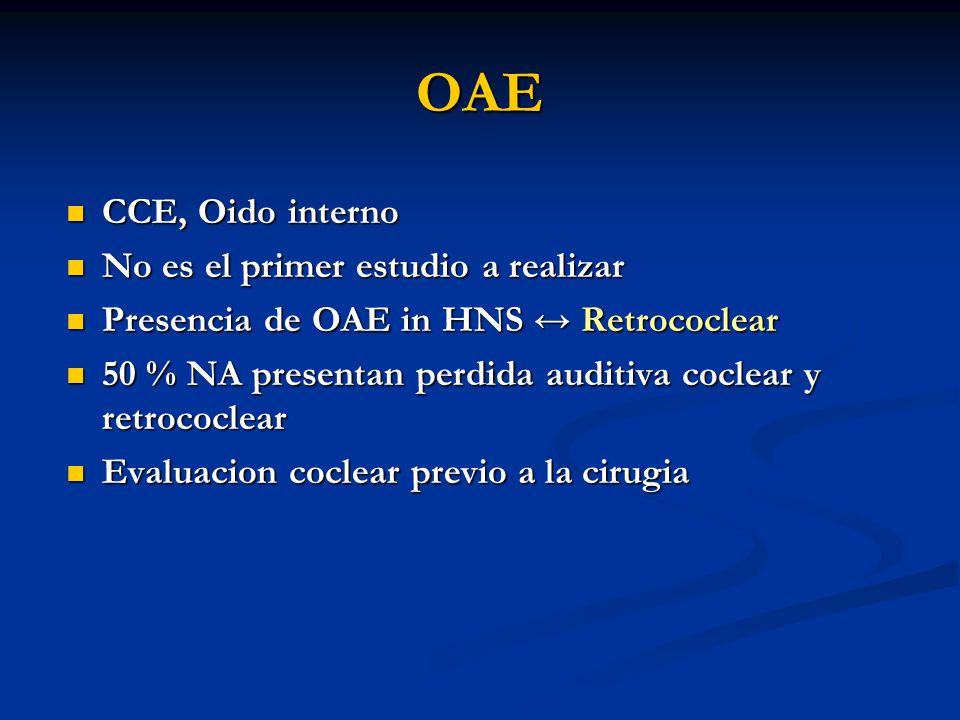OAE CCE, Oido interno No es el primer estudio a realizar